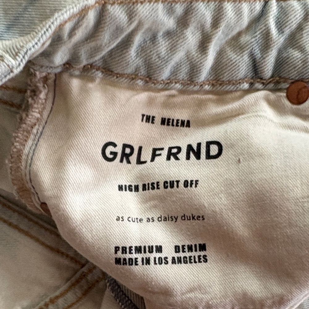 GRLFRND Faded Blue Frayed Denim Shorts - Picture 4 of 9